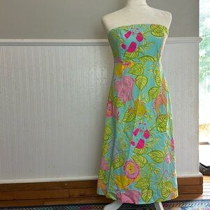 Lilly Pulitzer Sabrina Nassau Blue Print Strapless DRESS